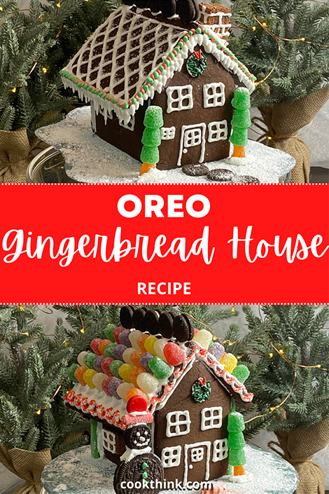 Oreo gingerbread house pinterest image