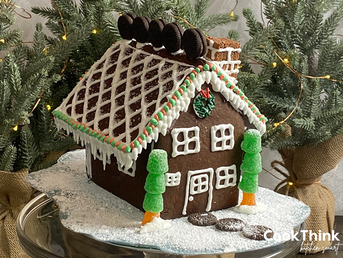 oreo gingerbread house with icicles
