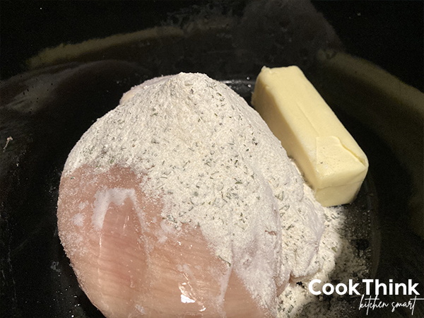 chicken butter powdered ranch in the slow cooker