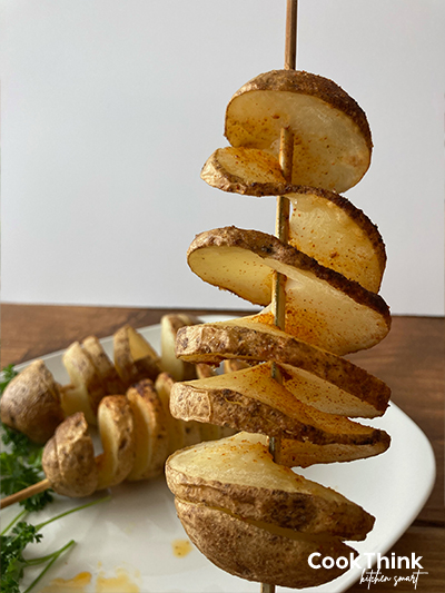 mexican potato chips held on skewer