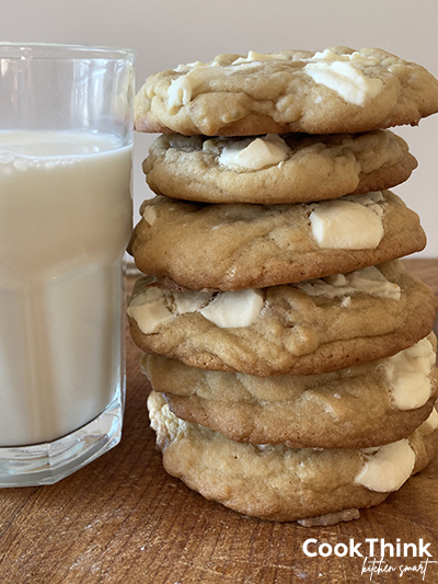 milkybar cookies stack with milk