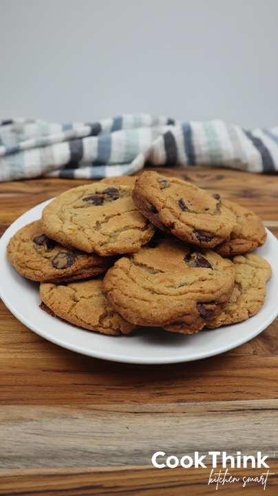 Crisco Chocolate Chip Cookies on a plate side view