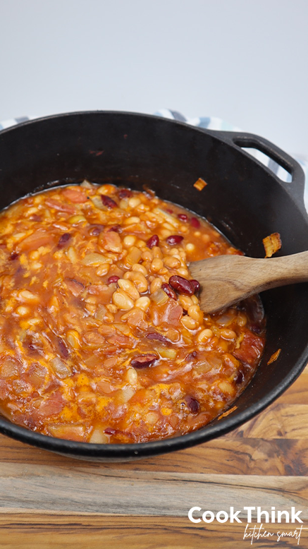 Smoked Baked Beans with spoon