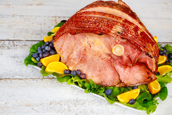 how long is cooked ham good for, ham on platter with garnishes