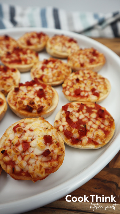 Pizza Bagels half of plate