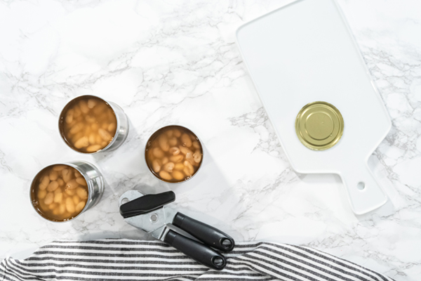 beans in a can with can opener