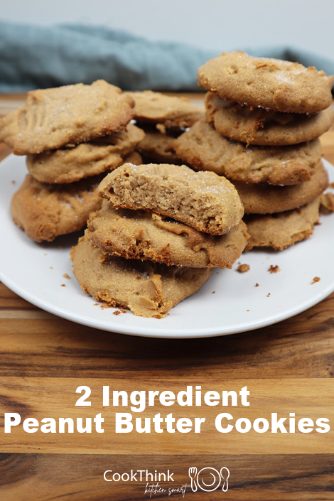 2 ingredient peanut butter cookies pinterest image