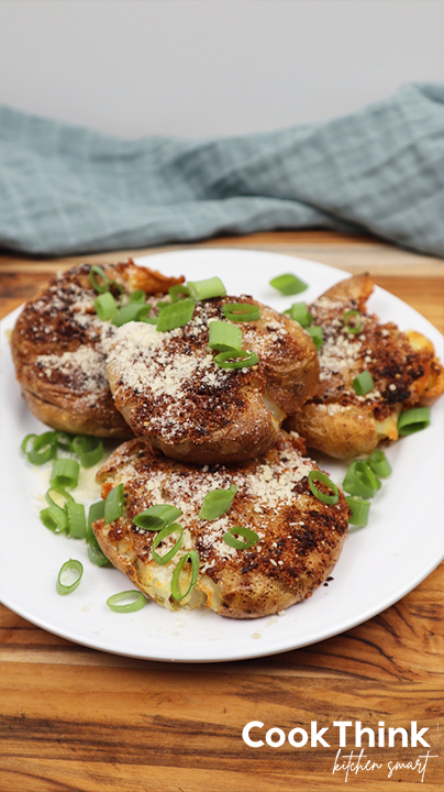 Smashed Potatoes on a plate