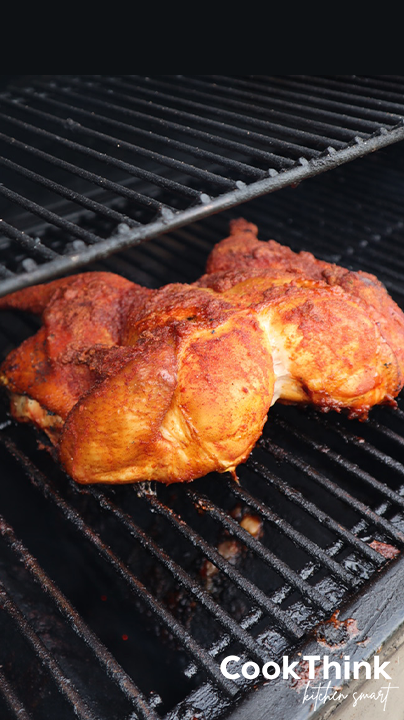 Smoked Spatchcock Chicken at an angle