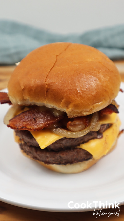 Sweet and Spicy Bacon Burger top and side