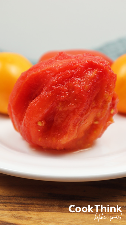 peeled tomato close up