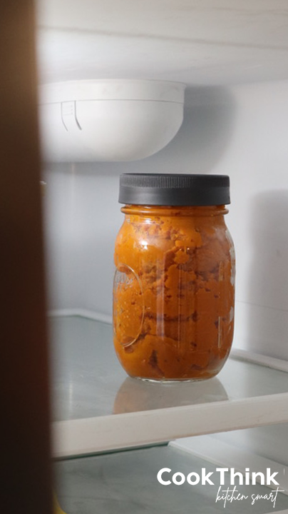 pumpkin in a jar with fridge door
