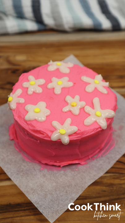 top of flowered cake