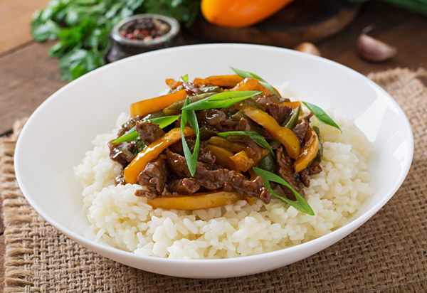 beef and rice stir fry