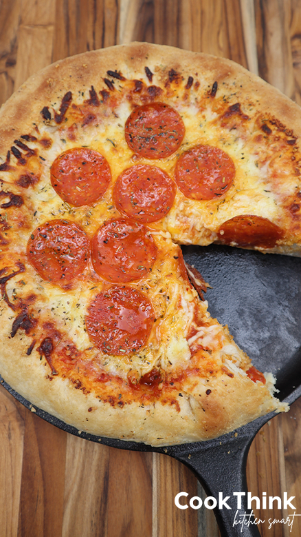 Homemade pepperoni stuffed crust pizza