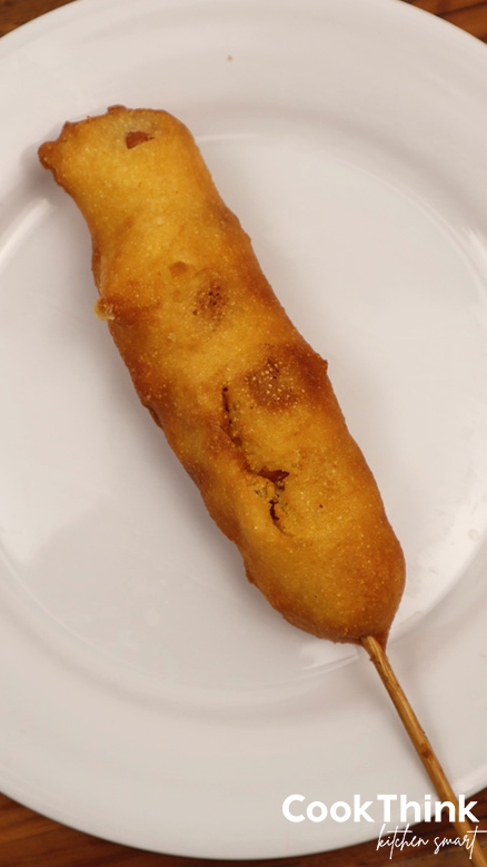cheese corn dog on a plate