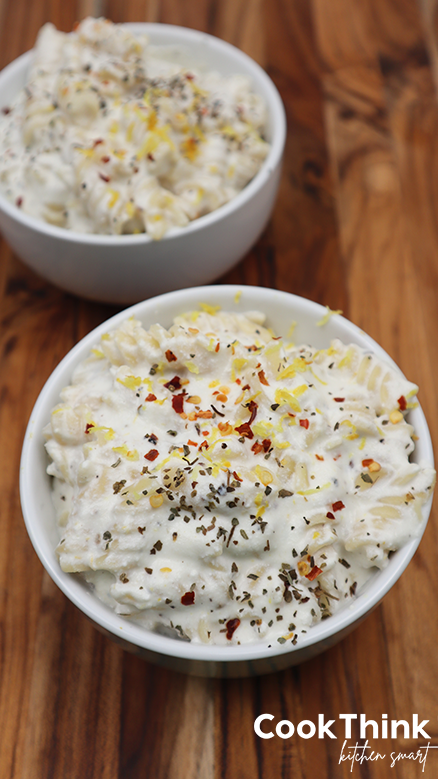 ricotta and lemon pasta from above two bowls