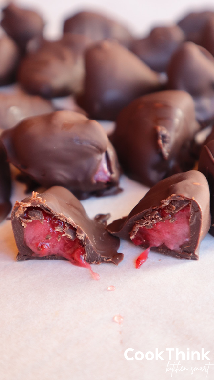 strawberry covered in chocolate cut open