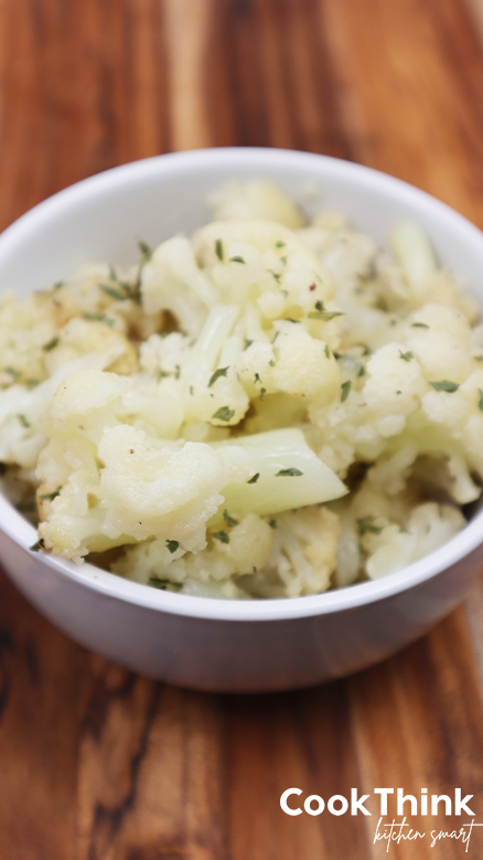 cauliflower in a bowl with parsley