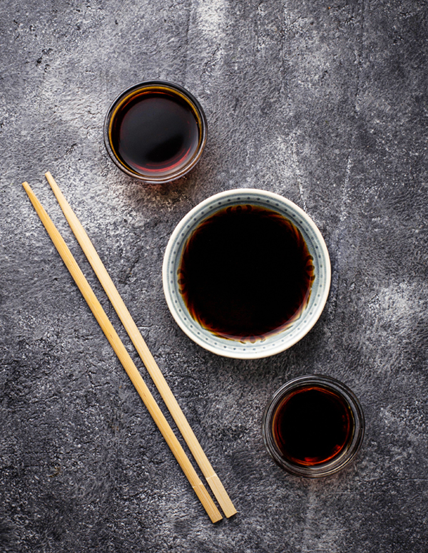 Bowls of soy sauce