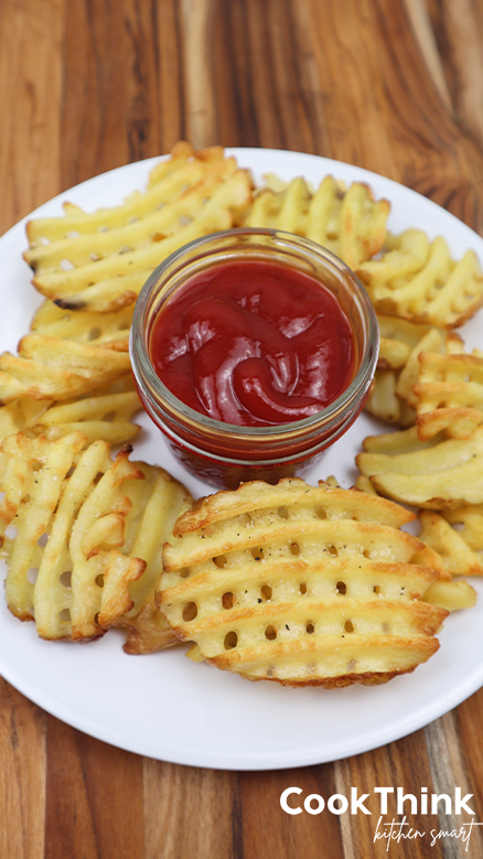 waffle fries with ketchup