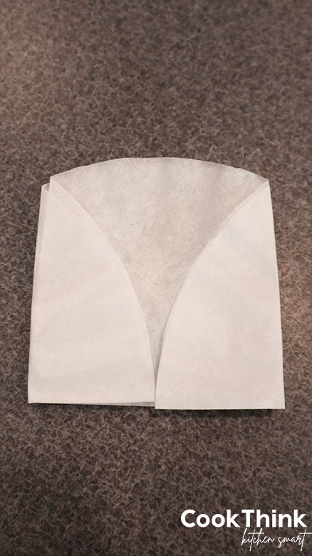coffee filter folded in towards the center