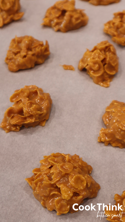 cornflake candy on parchment paper