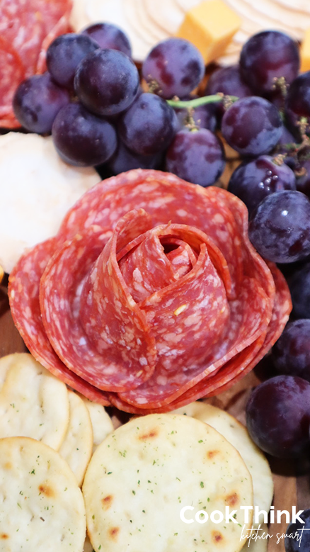 salami rose with crackers