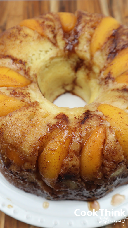 peach cobler pound cake close up without frosting