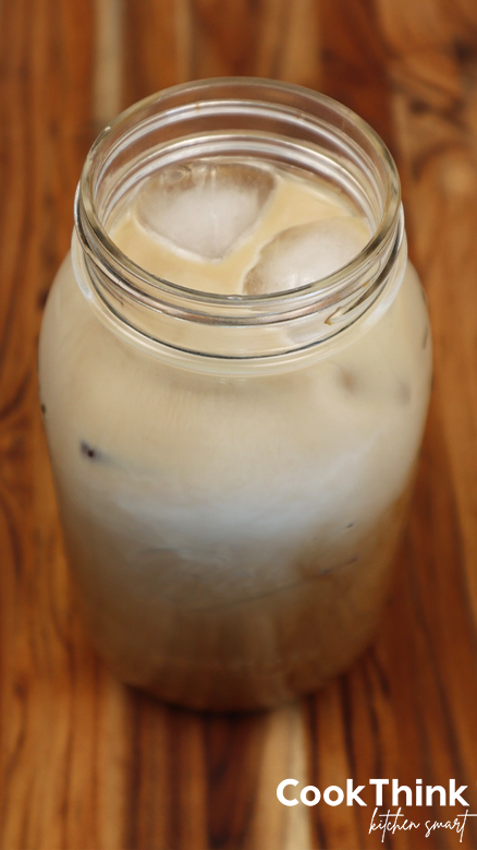 cold brew mocha in a mason jar