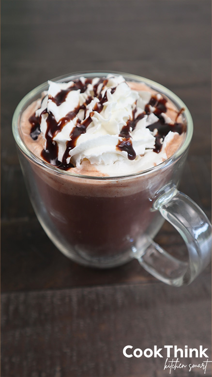 hot chocolate with coffee creamer whipped cream and chocolate