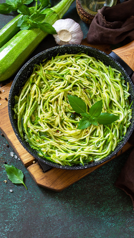 zucchini noodles in a pan